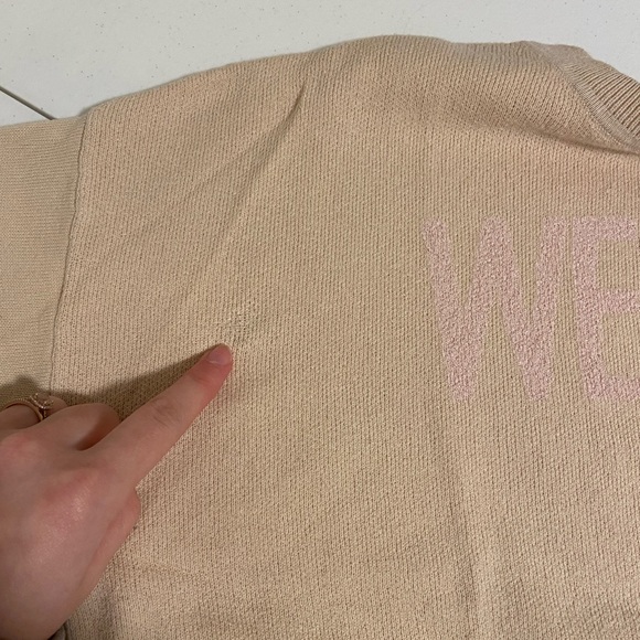 LOFT women’s tan pink Weekend thin knit crewneck long sleeve‎ sweater large - Picture 8 of 8